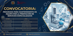CONVOCATORIA: Programa para mantenimiento de equipo para la prestación de servicios especializados